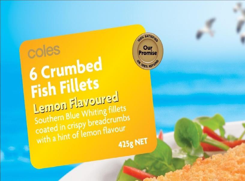 Coles Frozen Crumbed Fish Fillets Lemon Flavoured ACCC product safety